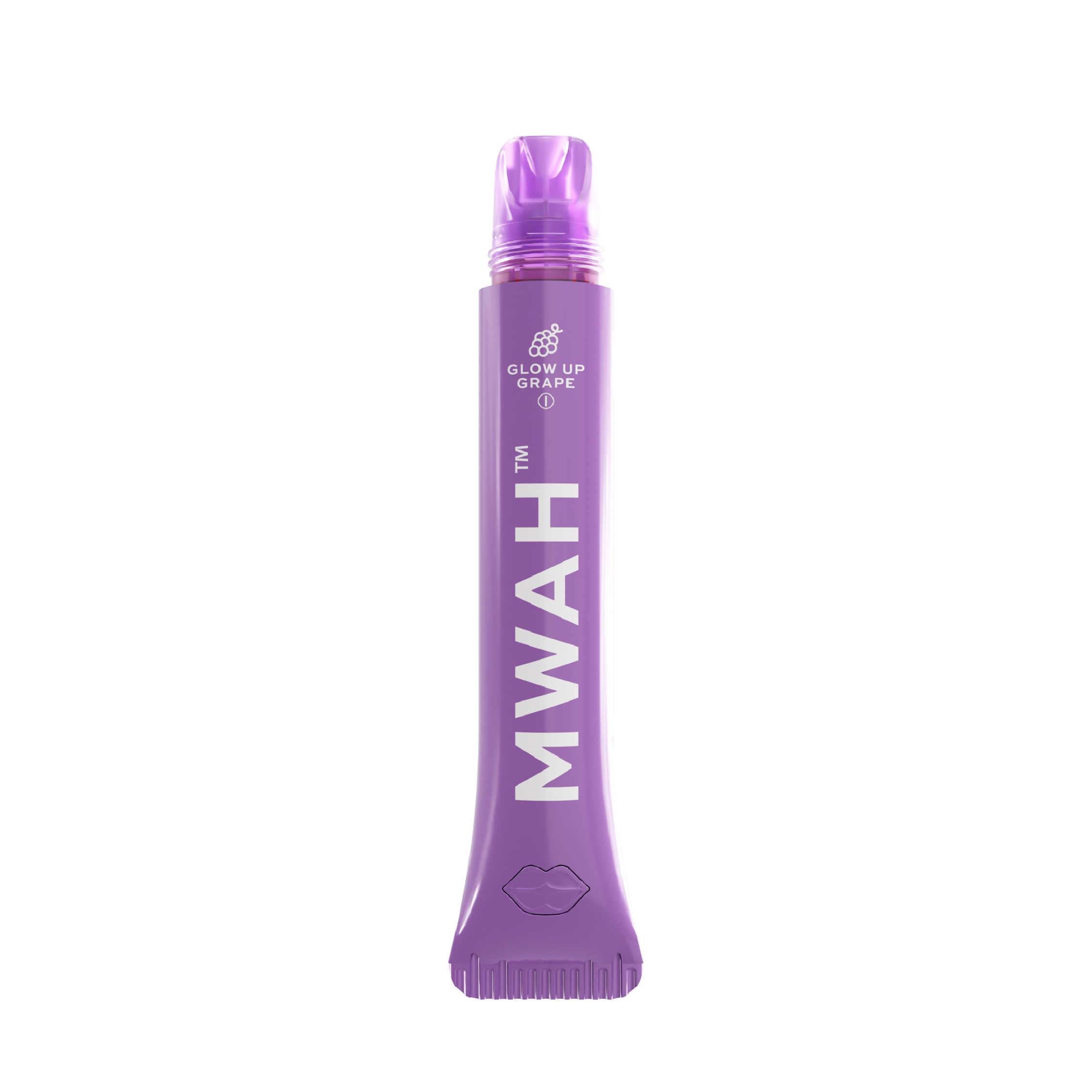 Uncapped purple MWAH Glow Up Grape vape device