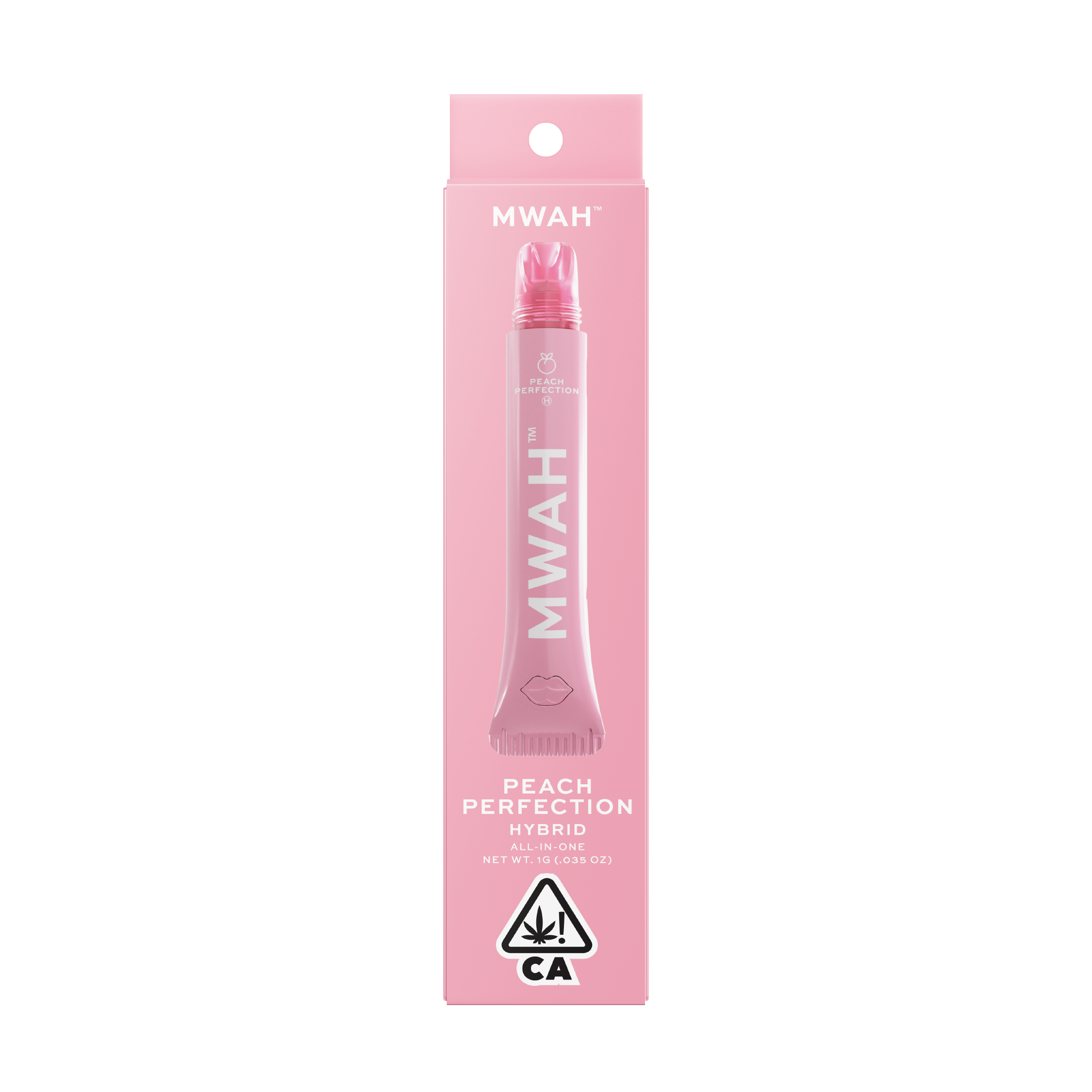 MWAH Peach Perfection packaging with California cannabis symbol
